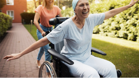 Happy Patient in a Wheelchair