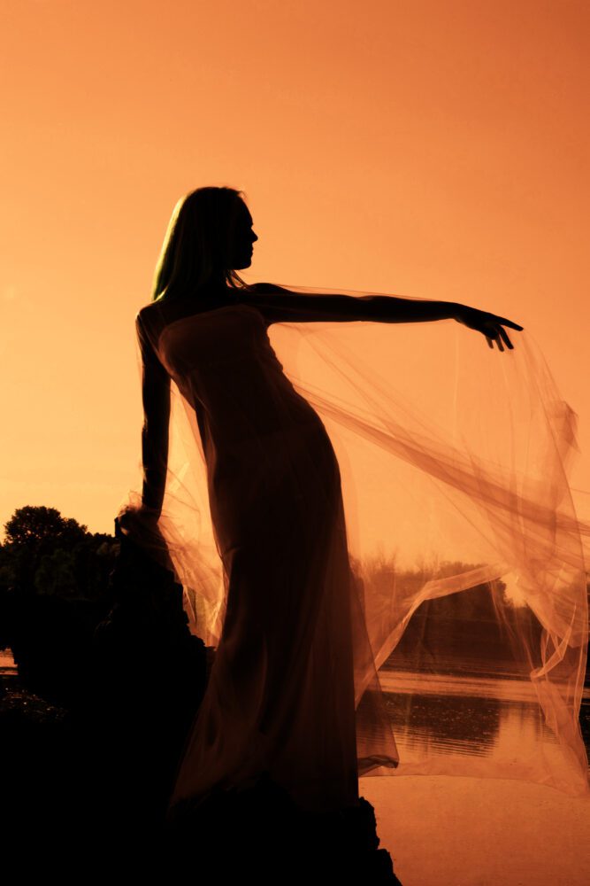 model at sunset